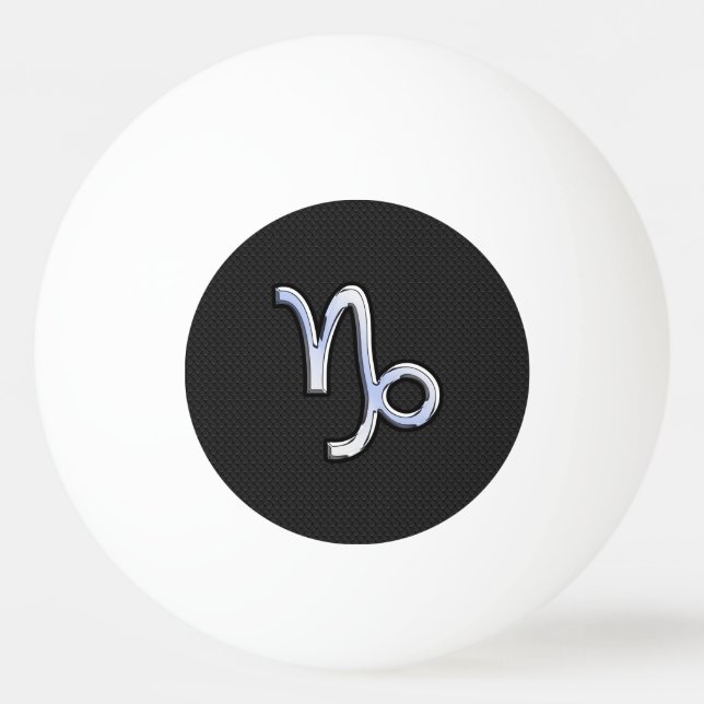 Chrome like Capricorn Zodiac Symbol on Snake Skin Ping Pong Ball (Front)