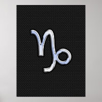 Chrome like Capricorn Zodiac Symbol on Snake Skin