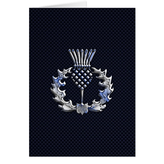 Chrome Like Carbon Fibre Print Scottish Thistle (Front)