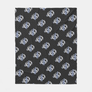 Chrome like Dragon on Black Snake Skin Print Fleece Blanket
