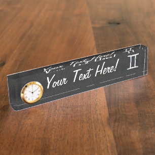 Chrome Like Gemini Zodiac Sign Nameplate