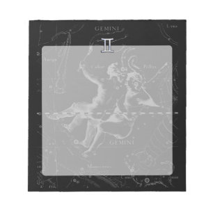 Chrome like Gemini Zodiac Sign on Hevelius 1690 Notepad