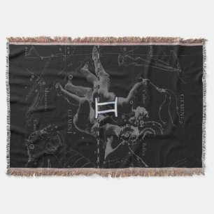 Chrome like Gemini Zodiac Sign on Hevelius 1690 Throw Blanket