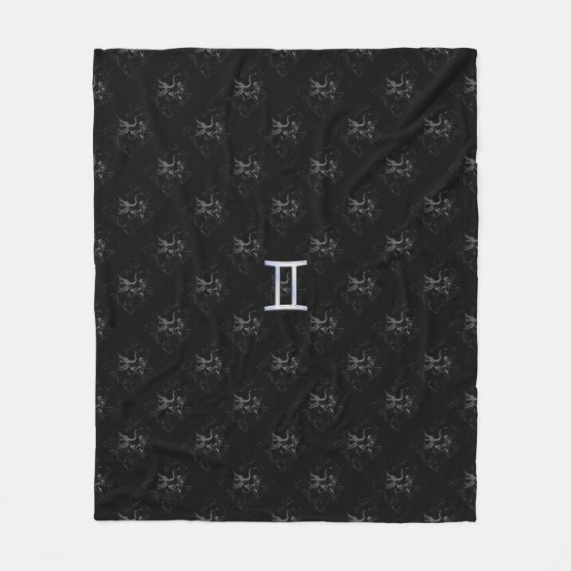 Chrome like Gemini Zodiac Sign on Hevelius Fleece Blanket (Front)