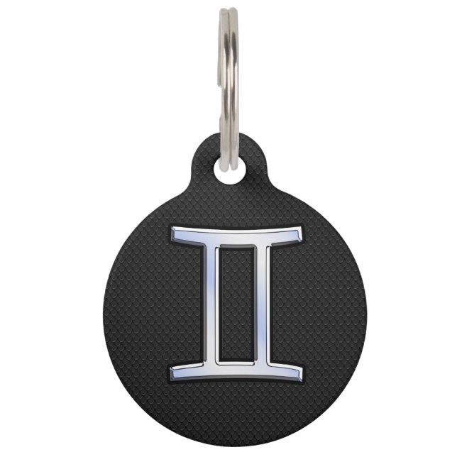 Chrome Like Gemini Zodiac Sign Pet Tag (Front)