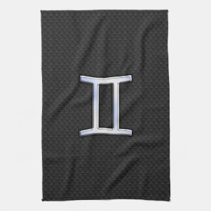 Chrome Like Gemini Zodiac Symbol Kitchen Towel