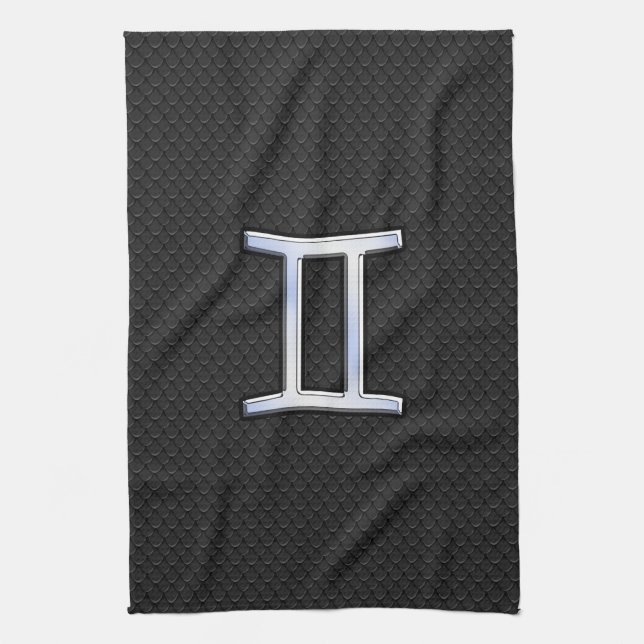 Chrome Like Gemini Zodiac Symbol Kitchen Towel (Vertical)