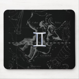 Chrome like Gemini Zodiac Symbol on Hevelius Mouse Pad