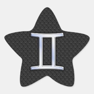 Chrome Like Gemini Zodiac Symbol Star Sticker