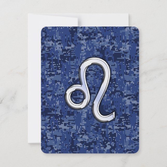 Chrome Like Leo Sign on Navy Blue Digital Camo (Front)