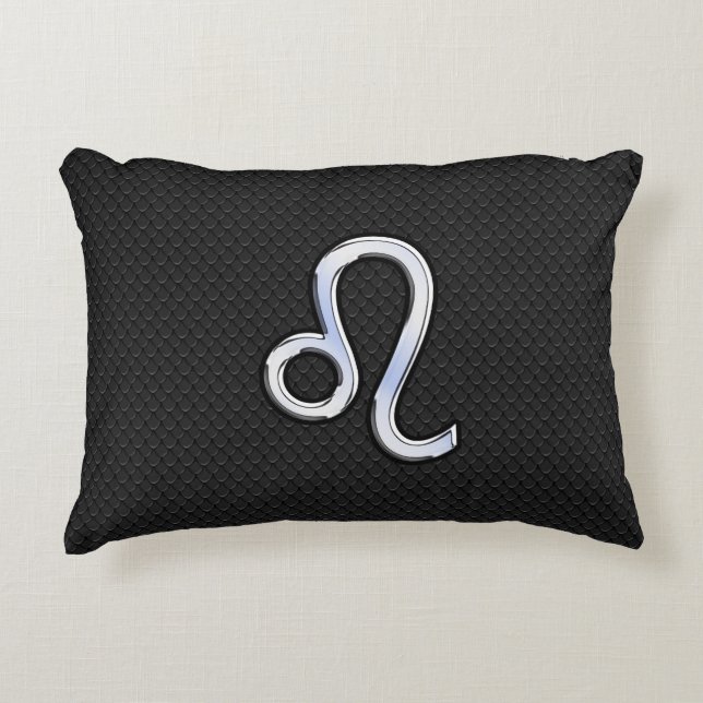 Chrome Like Leo Sign on snake skin Accent Pillow (Front)