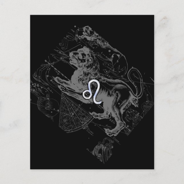 Chrome Like Leo Zodiac Constellation Map Hevelius Flyer (Front)