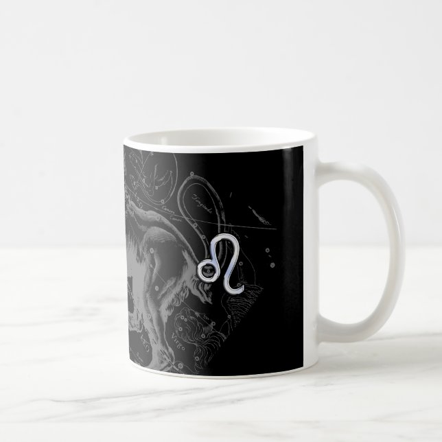 Chrome like Leo Zodiac Sign on Hevelius 1690 Coffee Mug (Right)