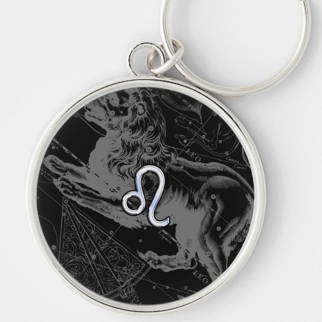 Chrome like Leo Zodiac Sign on Hevelius 1690 Keychain (Front)