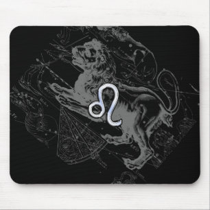 Chrome like Leo Zodiac Sign on Hevelius 1690 Mouse Pad