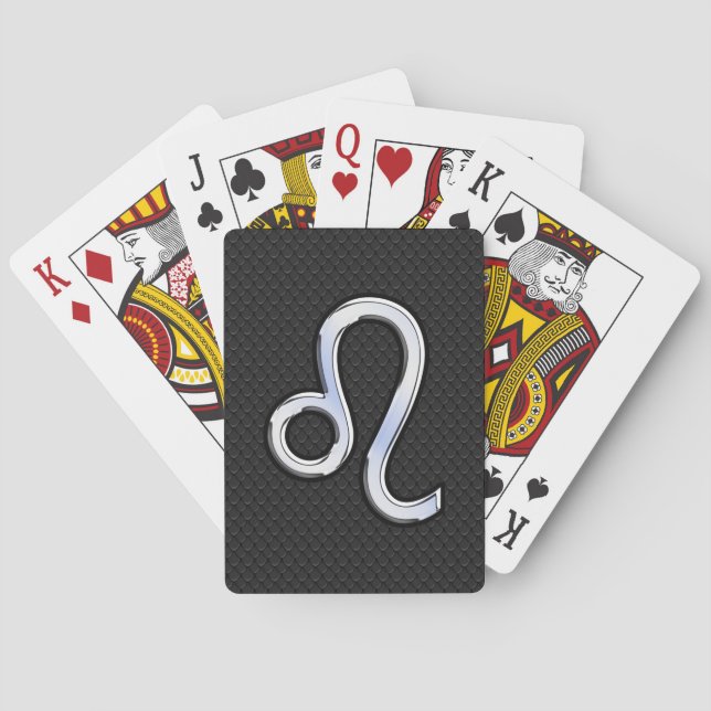 Chrome Like Leo Zodiac Sign on Snake Skin Decor Playing Cards (Back)