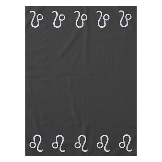 Chrome Like Leo Zodiac Sign on Snake Skin Decor Tablecloth (Front)