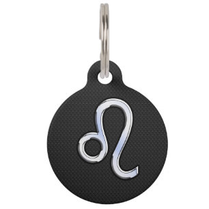 Chrome Like Leo Zodiac Sign on snake skin Pet Tag