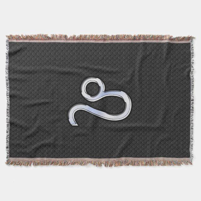 Chrome Like Leo Zodiac Symbol on snake skin Throw Blanket (Front)