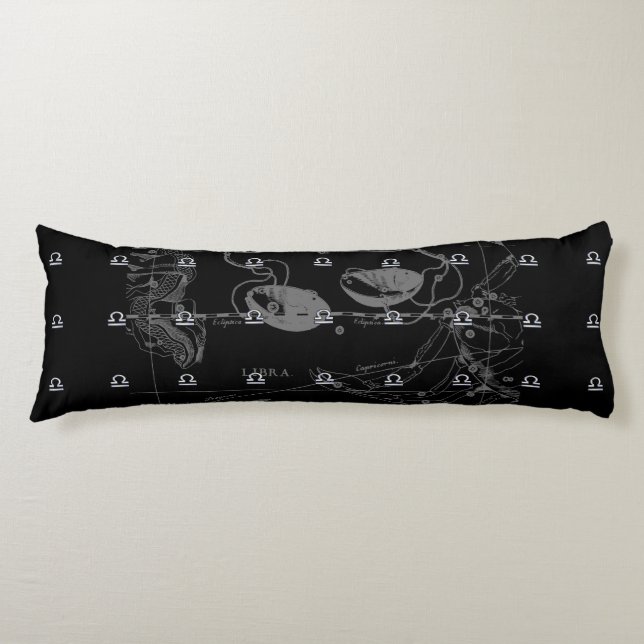Chrome like Libra Zodiac Sign on Hevelius Body Pillow (Front)