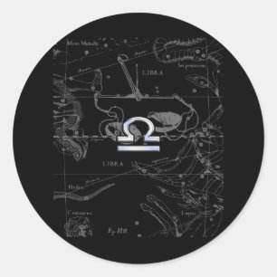 Chrome like Libra Zodiac Sign on Hevelius Classic Round Sticker
