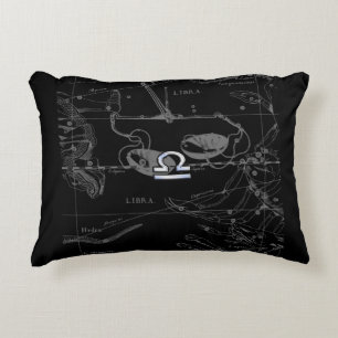 Chrome like Libra Zodiac Sign on Hevelius Decorative Pillow