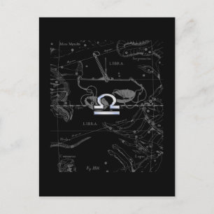 Chrome like Libra Zodiac Sign on Hevelius Postcard
