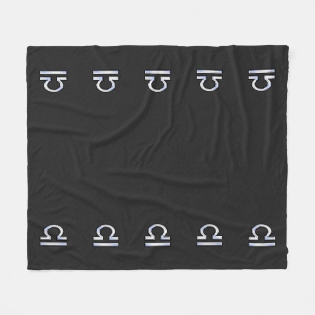 Chrome Like Libra Zodiac Symbol Snake Skin Decor Fleece Blanket (Front (Horizontal))