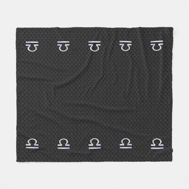 Chrome Like Libra Zodiac Symbol Snake Skin Decor Fleece Blanket (Front (Horizontal))