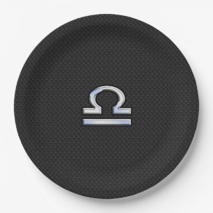 Chrome Like Libra Zodiac Symbol Snake Skin Decor Paper Plate