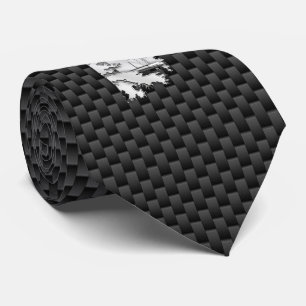 Chrome like Lighthouse on Carbon Fibre print Tie