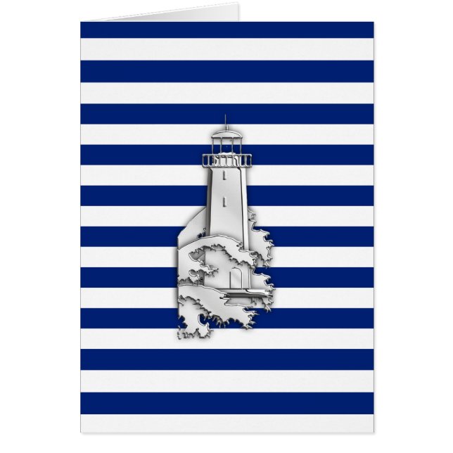 Chrome Like Lighthouse on Nautical Stripes (Front)