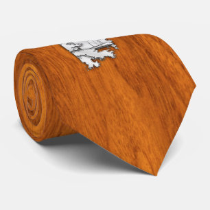 Chrome like Lighthouse on Teak Wood print Tie