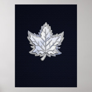 Chrome Like Maple Leaf Carbon Fiber Print