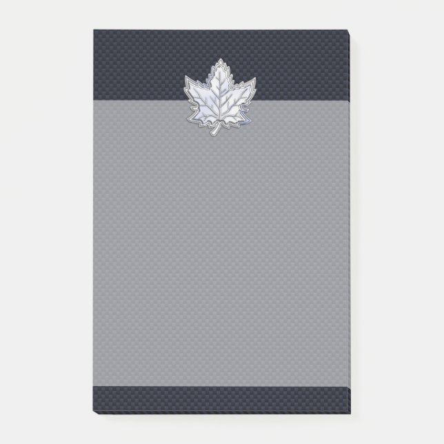 Chrome Like Maple Leaf Carbon Fiber Print Post-it Notes (Front)
