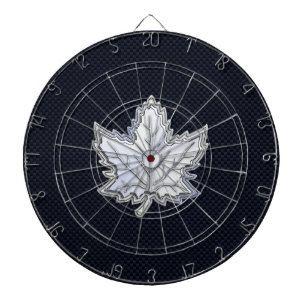 Chrome Like Maple Leaf Carbon Fibre Print Dartboard
