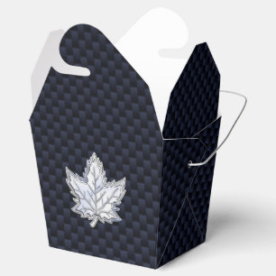 Chrome Like Maple Leaf Carbon Fibre Print Favor Box