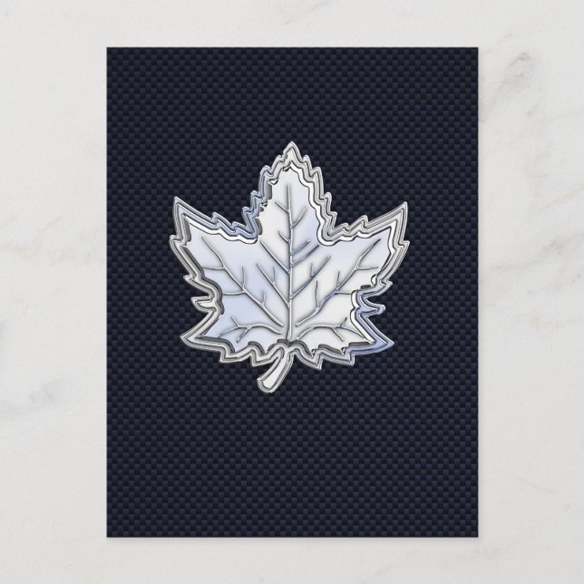 Chrome Like Maple Leaf Carbon Fibre Print Postcard (Front)