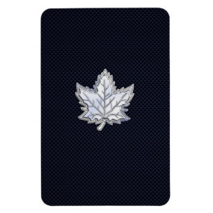 Chrome Like Maple Leaf on Carbon Fibre Print Magnet