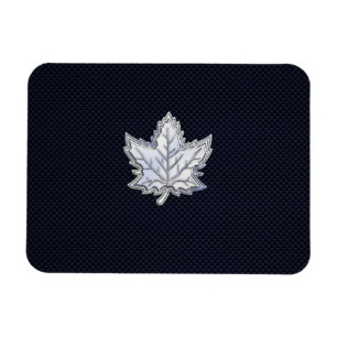 Chrome Like Maple Leaf on Carbon Fibre Print Magnet