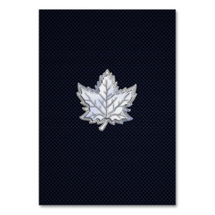 Chrome Like Maple Leaf on Carbon Fibre Print Table Number
