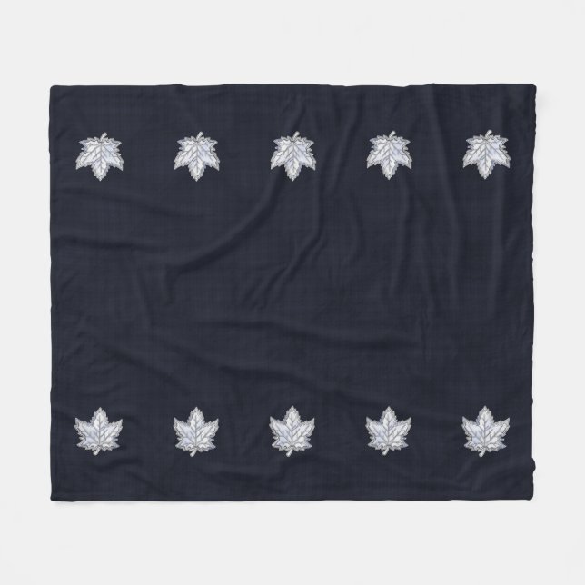 Chrome Like Maple Leaf on racy Carbon Fibre Print Fleece Blanket (Front (Horizontal))