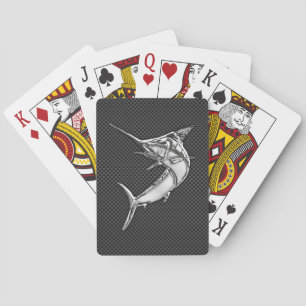 Chrome Like Marlin on Carbon Fibre Playing Cards