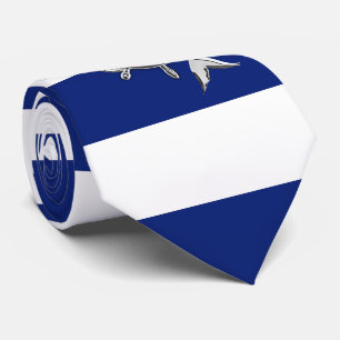 Chrome like Mermaid on Nautical navy blue Stripes Tie