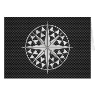 Chrome Like Nautical Star Compass on Carbon Fiber