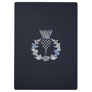 Chrome like on Carbon Fibre Print Scottish Thistle Clipboard