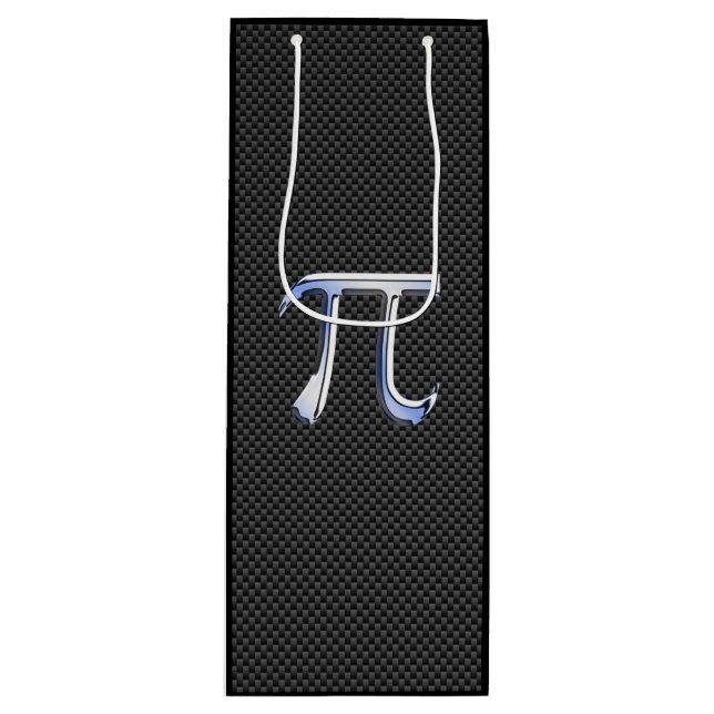 Chrome Like Pi Symbol Charcoal Carbon Fibre Print Wine Gift Bag (Front)