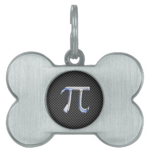Chrome Like Pi Symbol in Carbon Fibre Style Pet ID Tag