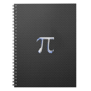 Chrome Like Pi Symbol on Carbon Fibre Print Notebook