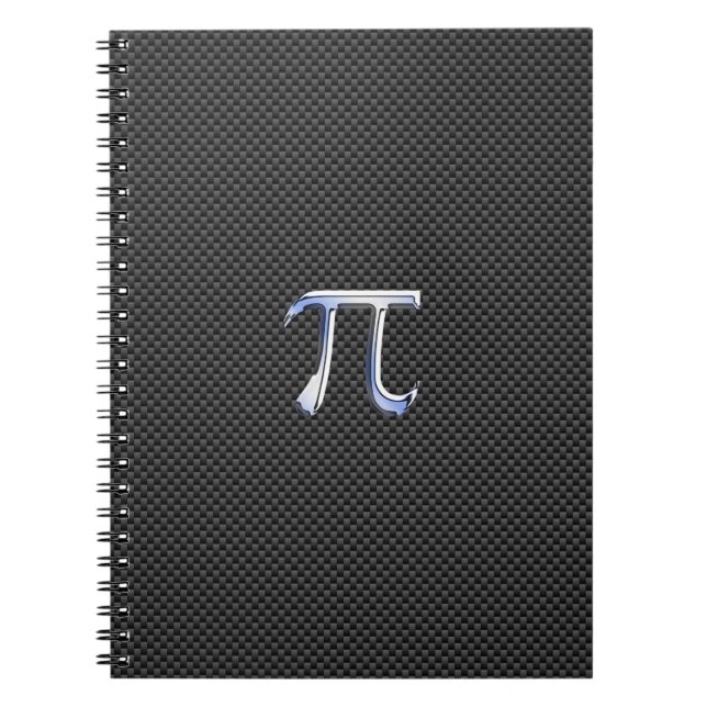 Chrome Like Pi Symbol on Carbon Fibre Print Notebook (Front)